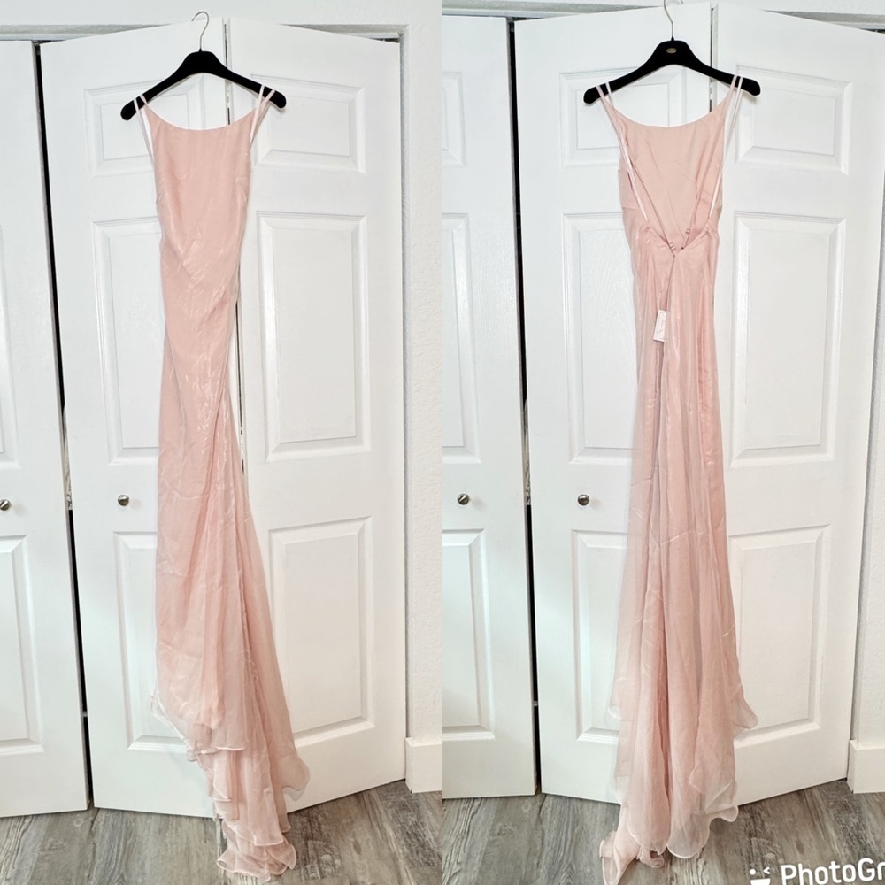 Fame and Partners Strappy Draped Pink Gown